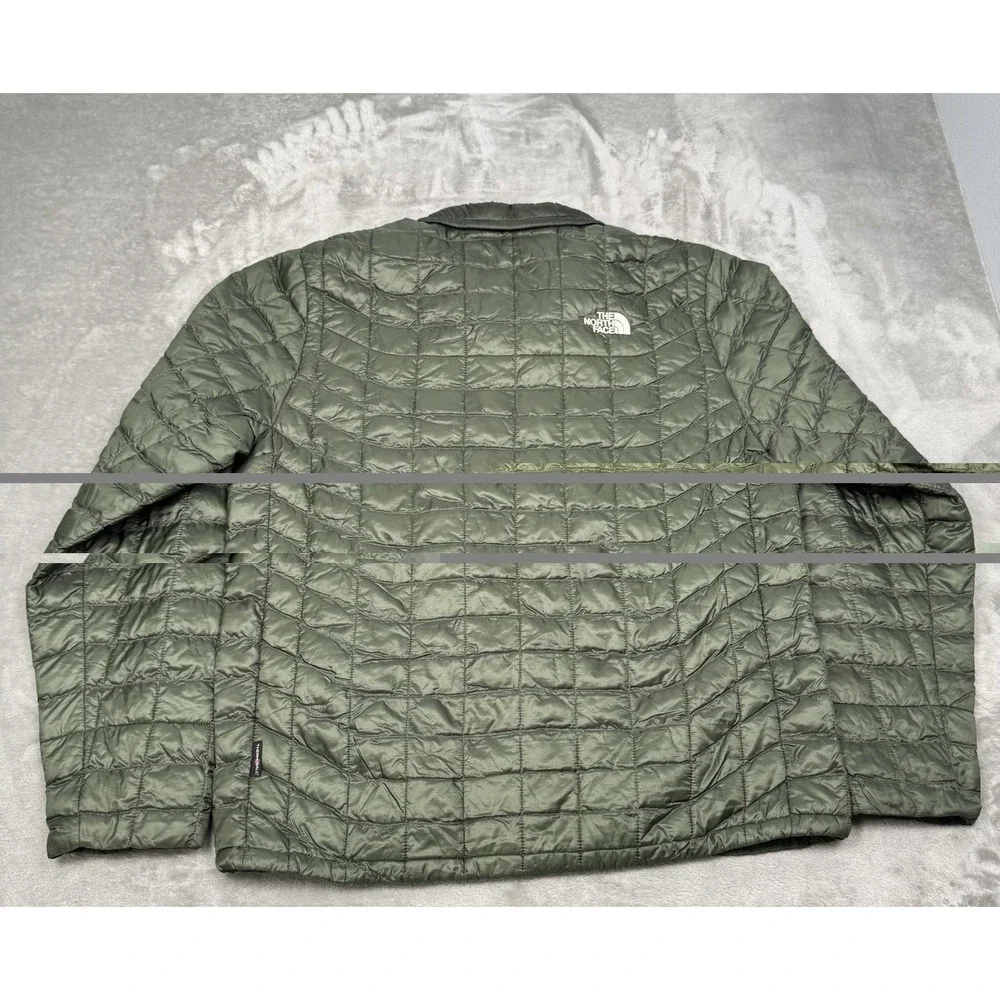 North Face Jacket Mens Large Olive Green Thermoball Eco Quilted Puffer Zip Trail